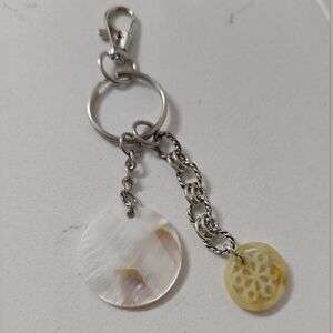 Elegant Silver & Cream Pearl Keychain with Charm